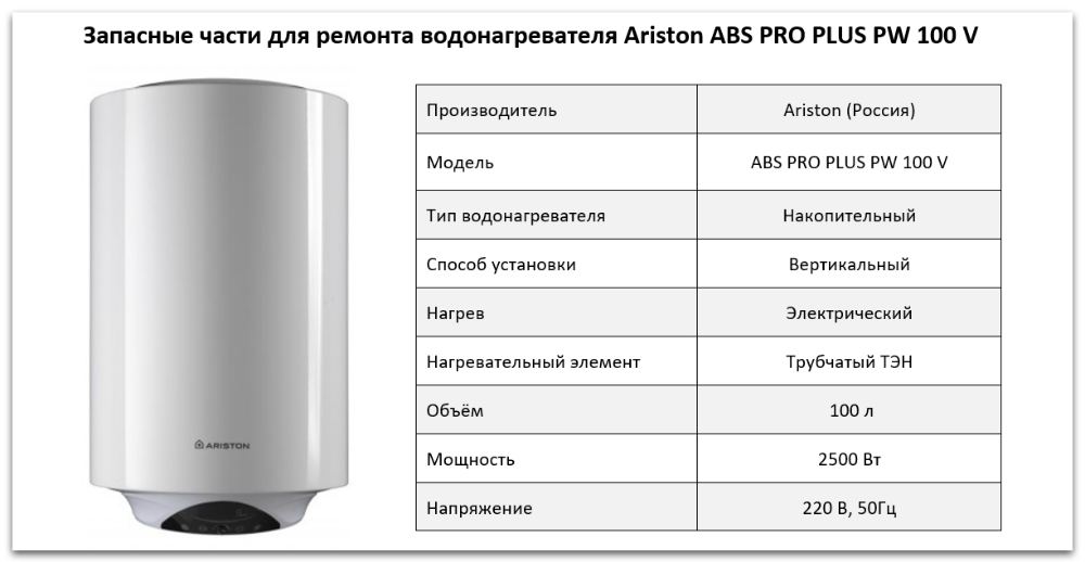 Купить запчасти Ariston ABS PRO PLUS PW 100 V в Кыштыме