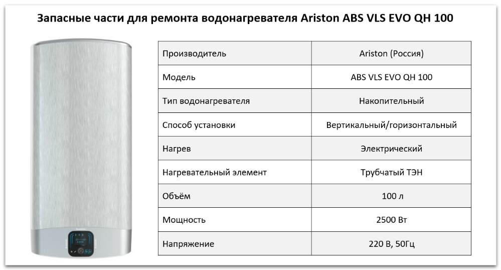 запчасти Ariston ABS VLS EVO QH 100 Купить запчасти Ariston ABS VLS EVO QH 100 в Кыштыме