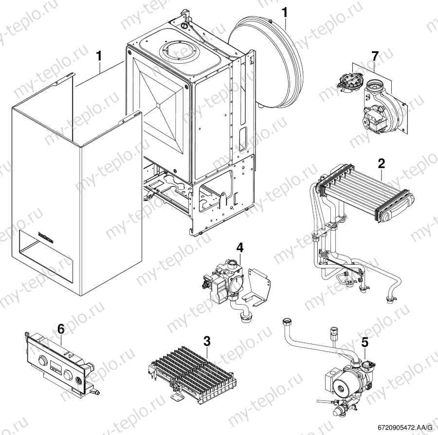 Запчасти для Buderus Logamax U042-24K: схема Запчасти Buderus Logamax U042-24K купить в Кыштыме